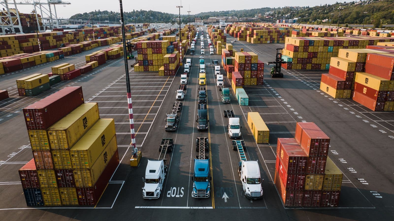 Cargo containers at a shipping port